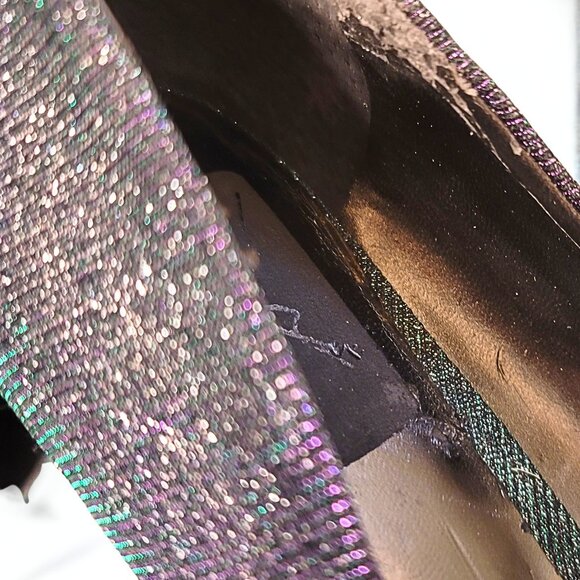 Carlos Bel Aire Platino Platform Green, Purple, and Gold Holographic 6" Peek Toe - Picture 7 of 7